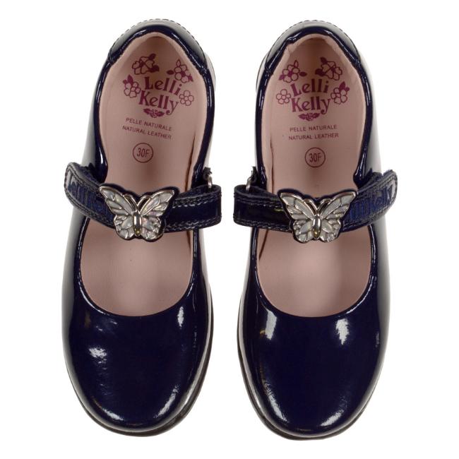 Picture of Lelli Kelly Delilah 2 With Detachable Butterfly School Shoe F Fitting - Navy Blue Patent