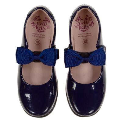Picture of Lelli Kelly Delilah 2 With Detachable Butterfly School Shoe F Fitting - Navy Blue Patent