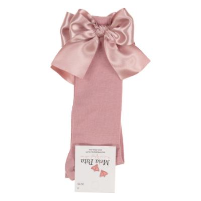 Picture of Meia Pata Extra Large Satin Bow Knee Socks - Dark Pink