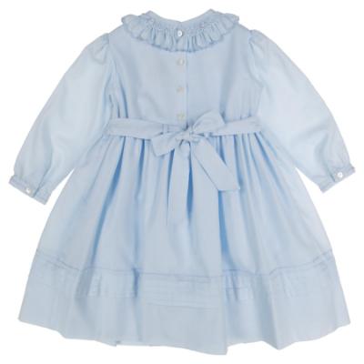 Picture of Sarah Louise Girls Smocked Bodice Long Sleeve Dress - Pale Blue