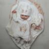 Picture of Jamiks Kids Baby Girls Jolene Castle Babygrow Hat Swaddle Bib Velour Set X 4 - Ivory Pink