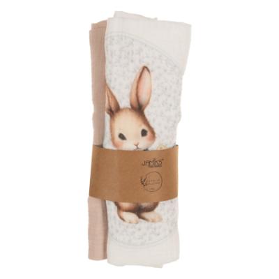 Picture of Jamiks Kids Baby Boys Damaso Bunny Organic Muslin Gift Set X 2 - Blue Beige