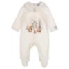 Picture of Jamiks Kids Baby Boys Homero Teddy Babygrow Hat Swaddle Bib Velour Set X 4 - Ivory Pale Blue