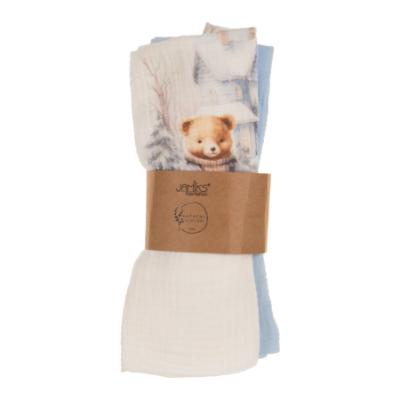 Picture of Jamiks Kids Baby Boys Homero Teddy Organic Muslin Gift Set X 2 - Pale Blue