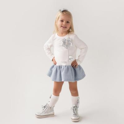 Picture of PRE ORDER Daga Girls Blue Mirage Drop Waist Dress - Ivory Blue Silver