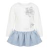 Picture of PRE ORDER Daga Girls Blue Mirage Drop Waist Dress - Ivory Blue Silver