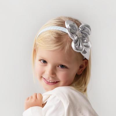 Picture of PRE ORDER Daga Girls Blue Mirage Large Flower Headband - Silver