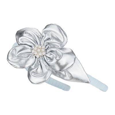 Picture of Daga Girls Blue Mirage Large Flower Headband - Silver