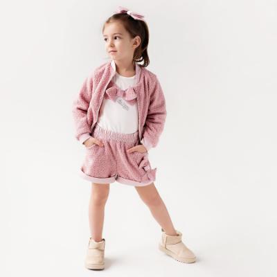 Picture of PRE ORDER Daga Girls Fluffy Chic Jacket Shorts Top Set X 3 - Dark Pink