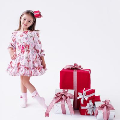 Picture of PRE ORDER Daga Girls Magical Surprises Ruffle Dress  - Pink Red Silver