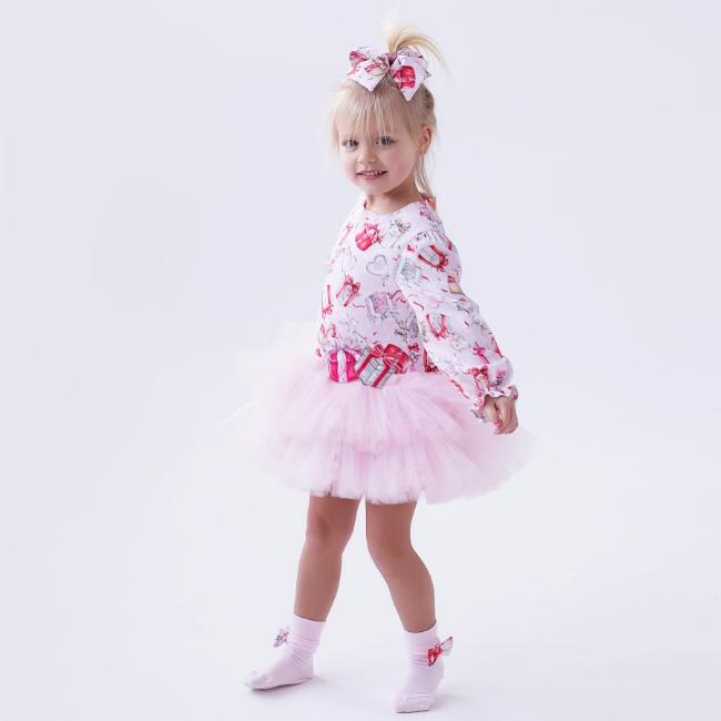 Picture of PRE ORDER Daga Girls Magical Surprises Drop Waist AOP Dress - Pink Red