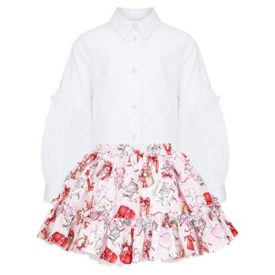 Picture of PRE ORDER Daga Girls Magical Surprises Blouse & Skirt Set X 2  - White Pink Red