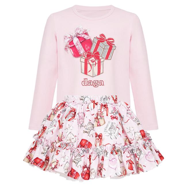 Picture of PRE ORDER Daga Girls Magical Surprises Applique Top & Skirt Set X 2 - Pink Red