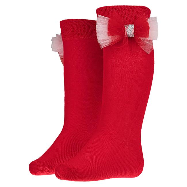 Picture of Daga Girls Magical Surprises Knee Socks With Tulle Bow - Red