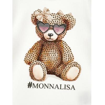 Picture of Monnalisa Girls Diamante Teddy Top & Skirt Set X 2 - Ivory Beige