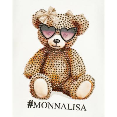 Picture of Monnalisa Girls Diamante Teddy Tulle Dress - Ivory Beige