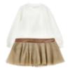 Picture of PRE ORDER Monnalisa Girls  Diamante Teddy Tulle Dress - Ivory Beige