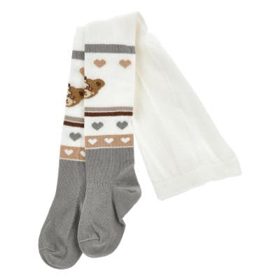Picture of PRE ORDER Monnalisa Girls Teddy Tights - Ivory Beige Grey
