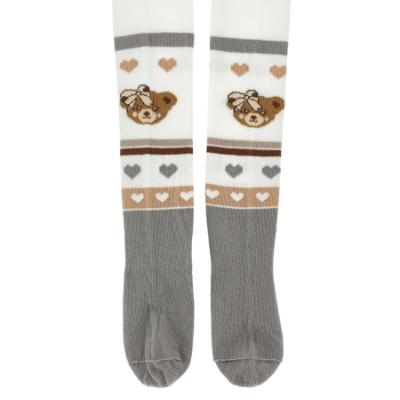 Picture of PRE ORDER Monnalisa Girls Teddy Tights - Ivory Beige Grey