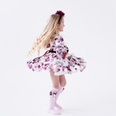 Picture of PRE ORDER Daga Girls Fashion Street Ruffle Dress - Ivory Burgundy