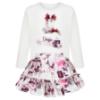 Picture of PRE ORDER Daga Girls Fashion Street Applique Top & Skirt Set X 2 - Ivory Burgundy