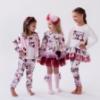Picture of PRE ORDER Daga Girls Fashion Street Applique Top & Skirt Set X 2 - Ivory Burgundy