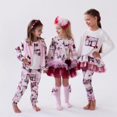Picture of PRE ORDER Daga Girls Fashion Street Knee Socks With Bow - Ivory Burgundy