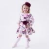Picture of PRE ORDER Daga Girls Fashion Street Knee Socks With Bow - Ivory Burgundy