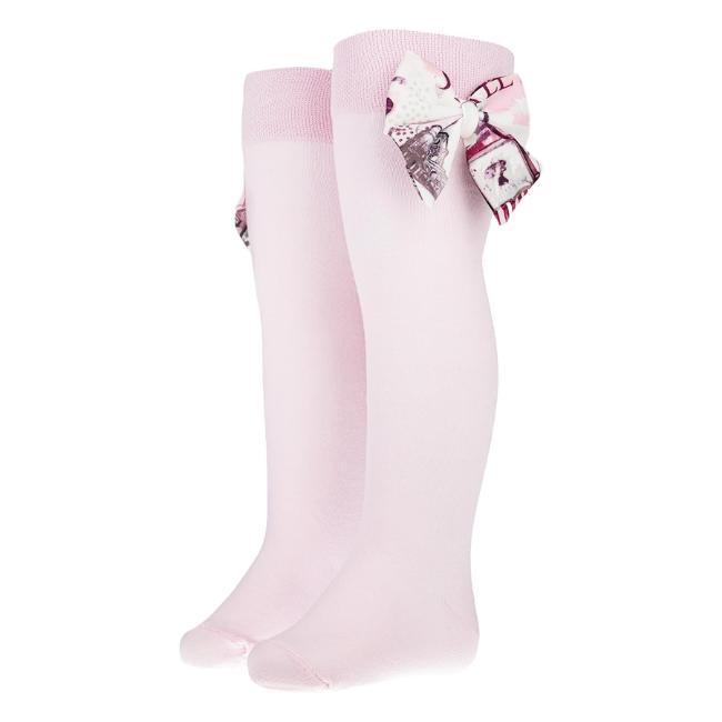 Picture of PRE ORDER Daga Girls Fashion Street Knee Socks With Bow - Pink Burgundy