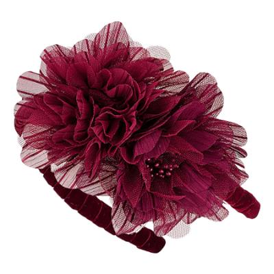 Picture of PRE ORDER Daga Girls Fashion Street Tulle PomPom Headband - Burgundy