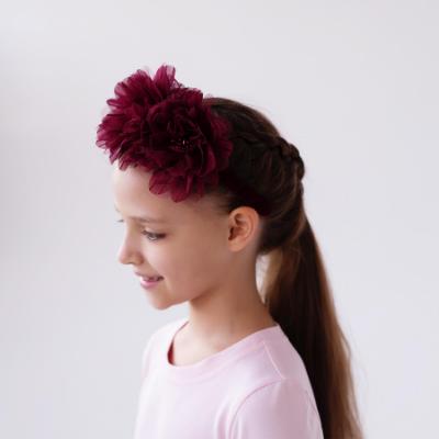 Picture of PRE ORDER Daga Girls Fashion Street Tulle PomPom Headband - Burgundy