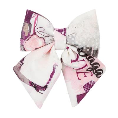 Picture of PRE ORDER Daga Girls Fashion Street Large Bow Hairclip - Ivory Burgundy
