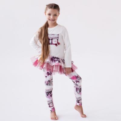 Picture of PRE ORDER Daga Girls Fashion Street Tunic & Legging Set X 2 - Ivory Burgundy