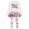Picture of PRE ORDER Daga Girls Fashion Street Tunic & Legging Set X 2 - Ivory Burgundy