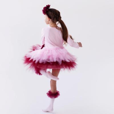 Picture of PRE ORDER Daga Girls Fashion Street Dress With Tulle - Pink Burgundy