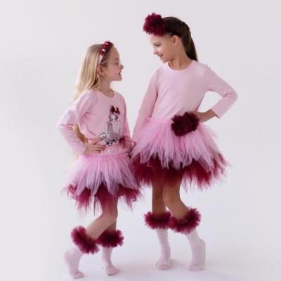Picture of PRE ORDER Daga Girls Fashion Street Tutu Knee Socks - Pink Burgundy