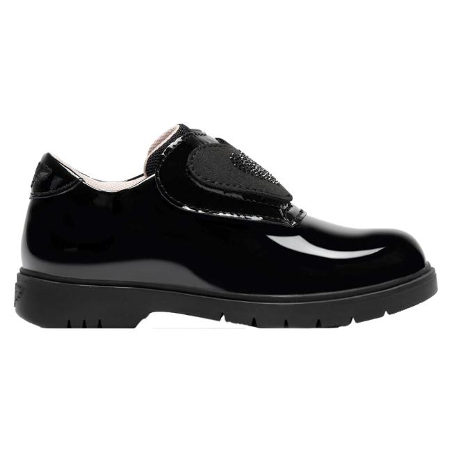 Picture of PRE ORDER Lelli Kelly Ellie Girls Easy On School Shoe With 3 Trims - Black Patent