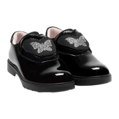 Picture of PRE ORDER Lelli Kelly Evelyn Butterfly Girls Easy On School Shoe With 3 Trims - Black Patent