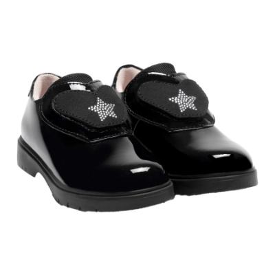 Picture of PRE ORDER Lelli Kelly Eden Star Girls Easy On School Shoe With 3 Trims - Black Patent