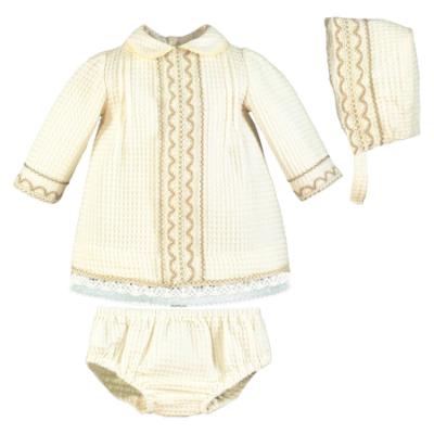 Picture of Miranda Baby Girls Dress Pants & Bonnet Set X 3 - Ivory Beige