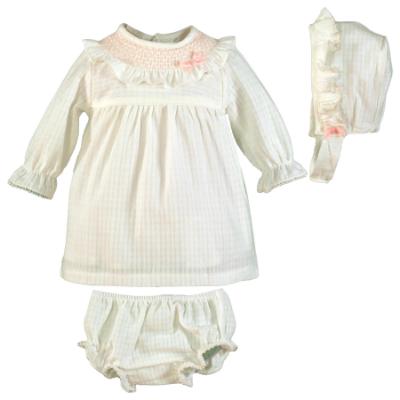 Picture of PRE ORDER Miranda Baby Girls Dress Pants & Bonnet Set X 3 - Ivory Pink