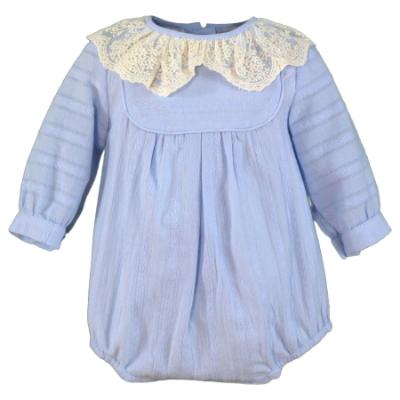 Picture of PRE ORDER Miranda Baby Boys Romper With Lace Collar - Blue