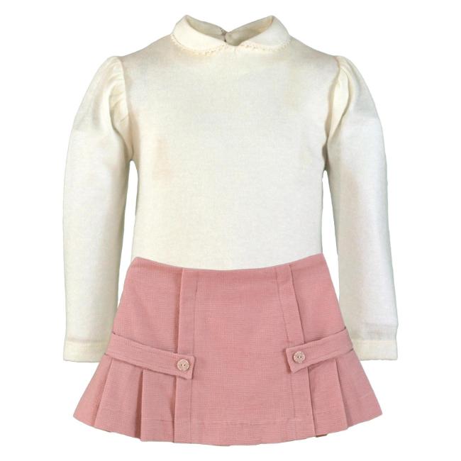 Picture of PRE ORDER Miranda Girls Pleated Skirt Set X 2 - Ivory Dark Pink