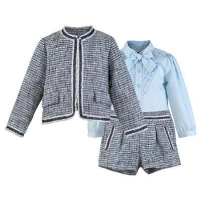 Picture of PRE ORDER Miranda Girls Woven Jacket Shorts Blouse Set X 3 - Blue Navy