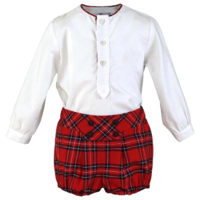 Picture of PRE ORDER Miranda Baby Boys Blouse & Check Pants Set X 2 - Red