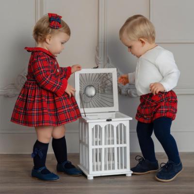 Picture of Miranda Baby Girls Check Traditional Dress - Red Navy