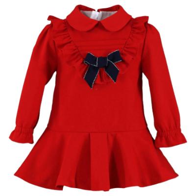 Picture of Miranda Baby Girls Drop Waist Dress With Bow - Red Navy