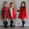 Picture of Miranda Girls Check Dress With Belt - Red Navy