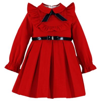 Picture of Miranda Girls Frill Bodice Dress With Belt - Red Navy