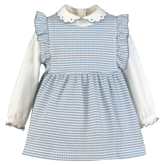 Picture of PRE ORDER Miranda Baby Girls Frill Check Dress With Blouse - Blue